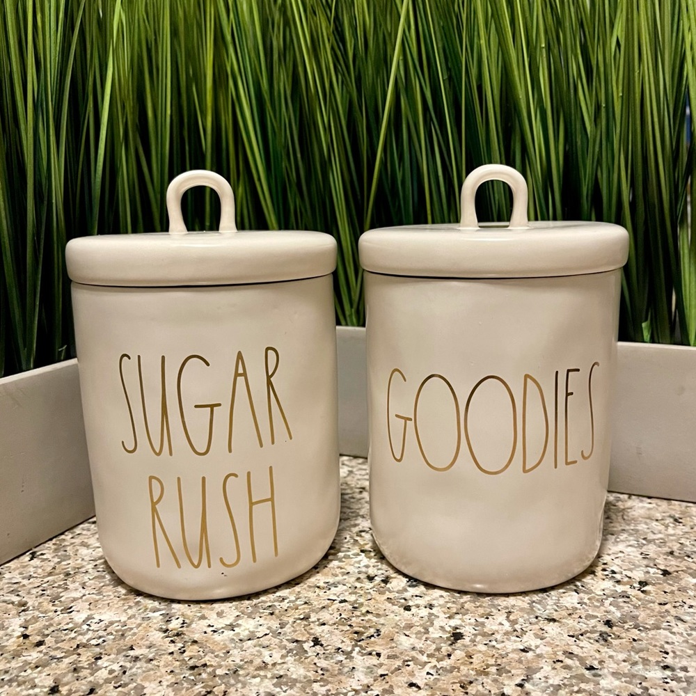 NEW SET Rae Dunn SUGAR RUSH White Ceramic Canister Jar w/ Lid & GOODIES …